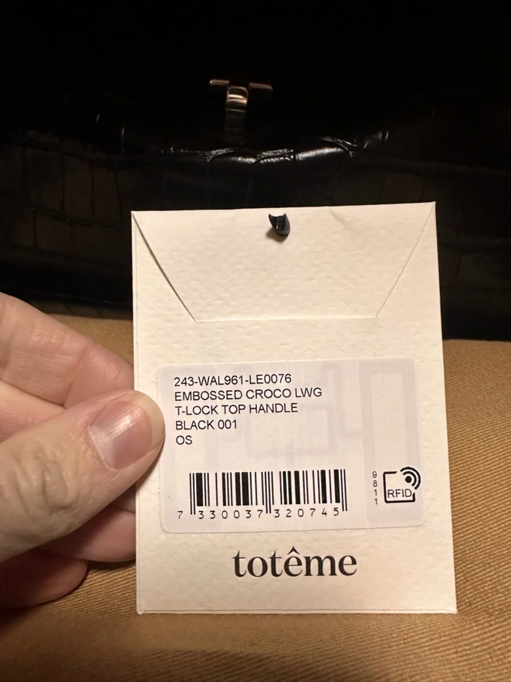 BRAND NEW! BLACK AND SILVER TOTEME T-lock croco-embossed top handle - Picture 13 of 16